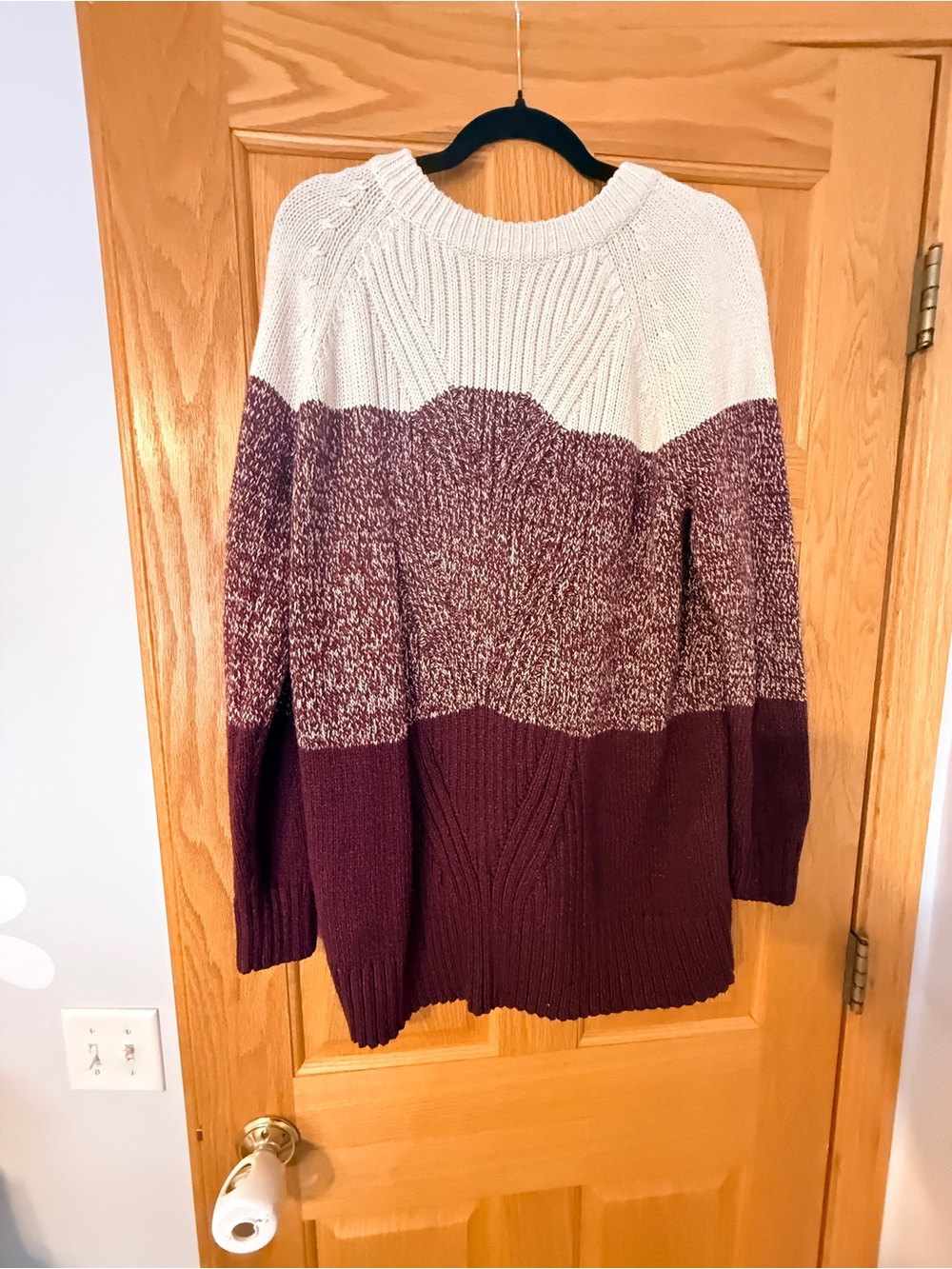 Isabel Maternity by Ingrid & Isabel Burgundy and Cream Colorblock Knit Pullover